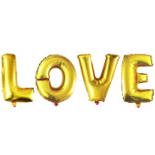 Шар фольга Буквы надпись LOVE Золото Gold  16'' 41см FL (уп4)