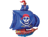Шар фольга фигура Корабль пиратский синий 56х96см 81л 22"х38" Fm
