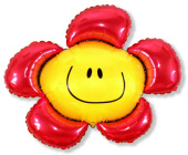 Шар фольга фигура Цветок солнечная улыбка красный 88х104см 139л 35"х41" Fm