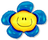 Шар фольга фигура Цветок солнечная улыбка синий 88х104см 139л 35"х41" Fm