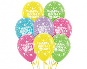 Шар латекс с рисунком 12"/Sp пастель Happy Birthday Кексики ассорти (50шт)