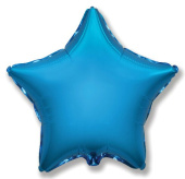 Шар фольга без рисунка 18'' звезда Синяя металлик Fm