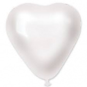 Шар латекс Сердца 6"/Gm металлик Белое (100шт)