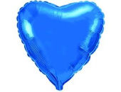 Шар фольга без рисунка 9'' сердце металлик Синее Fm Испания