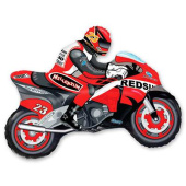 Шар фольга фигура Мотоциклист красный 68х80см 82л 27"х31" Fm