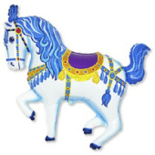 Шар фольга фигура Лошадь цирковая синяя 89х99см 132л 39" Fm
