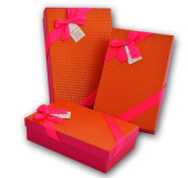 Коробка прямоугольник с бантом Сладкая любовь оранжевый набор 3 в1