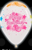 Шар латекс с рисунком 12"/Sp кристалл Happy Birthday Разноцветная печать НЕОН прозрачный 390 (50шт)