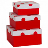 Коробка квадрат В точку красный набор 3 в1