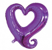 Шар фольга фигура без рисунка Цепь сердец Фиолетовый 18'' FL