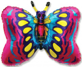 Шар фольга фигура Бабочка монарх фуксия 59х89см 79л 23"х35" Fm