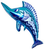 Шар фольга фигура Рыба меч синяя 105л 27"х39" Fm