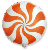 Шар фольга с рисунком 18''/Fm круг Леденец конфета Оранжевый