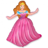 Шар фольга фигура Принцесса в розовом 56х96см 81л 22"х38" Fm