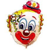 Шар фольга фигура голова Клоун с ромашкой 64л 30" Fm