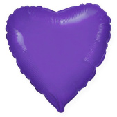 Шар фольга без рисунка 18'' сердце Фиолетовое Violet металлик Fm