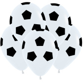 Шар латекс с рисунком 12"/Sp пастель Футбольный мяч Белый (50шт)