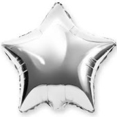 Шар фольга без рисунка 18'' звезда Серебро Silver металлик КА
