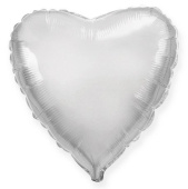 Шар фольга без рисунка 9'' сердце Серебро Silver металлик Fm