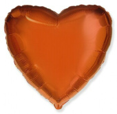 Шар фольга без рисунка 18'' сердце Оранжевое Orange металлик Fm