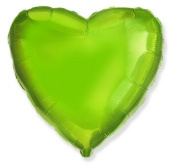 Шар фольга без рисунка 18'' сердце Зеленое Лайм металлик Fm