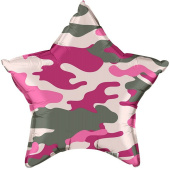 Шар фольга с рисунком 18''/AG звезда Камуфляж розовый