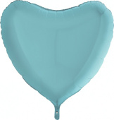 Шар фольга без рисунка 36" сердце Голубое Blue пастель GR