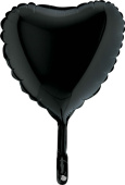Шар фольга без рисунка 9'' сердце пастель Черное GR