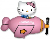 Шар фольга фигура Китти Hello Kitty в самолете фуксия 77х92см 104л 30" 36" Fm