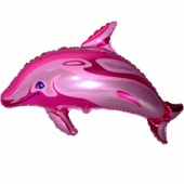 Шар фольга фигура Дельфин розовый 56х95см 80л 22"х37" Fm