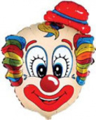 Шар фольга фигура голова Клоун в шляпе 75х56см 64л 22"х30" Fm