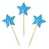Пики для канапе дерево Звезды Голубые (уп12)