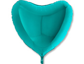 Шар фольга без рисунка 36" сердце Бирюза Tiffany металлик GR