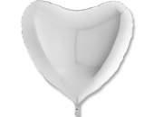 Шар фольга без рисунка 36" сердце Белое White пастель GR