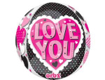 Шар пленка с рисунком сфера 3D 16" Bubble I LOVE YOU Розовое на черном Шар пленка с рисунком сфера 3D 16" Bubble I LOVE YOU Розовое на черном