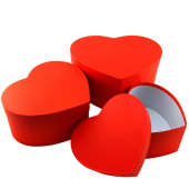 Коробка сердце Однотонное Красное 22х20,5х11 27х24,5х13 31х28,5х15см набор 3 в1