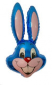 Шар фольга фигура голова Кролик синий 90х58см 78л 23"х35" Fm