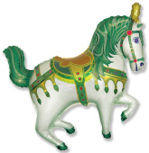 Шар фольга фигура Лошадь цирковая зеленая 89х99см 132л 39" Fm
