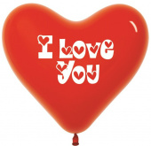 Шар латекс с рисунком Сердце 12"/Sp кристалл I love you красный 2ст 315 (100шт) Колумбия