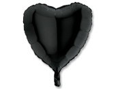 Шар фольга без рисунка 36" сердце Черное Black пастель GR