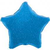Шар фольга без рисунка 18'' звезда голография Синяя FL