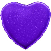 Шар фольга без рисунка 18'' сердце голография Фиолетовое FL
