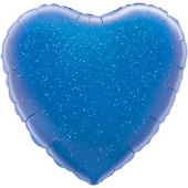 Шар фольга без рисунка 18'' сердце голография Синее FL