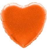 Шар фольга без рисунка 18'' сердце голография Оранжевое FL