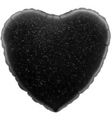 Шар фольга без рисунка 18'' сердце голография Черное FL