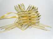 Бант бабочка 50мм органза перламутр полоска узкая золото (10шт)