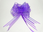 Бант бабочка 50мм органза перламутр полоска узкая фиолетовый (10шт)