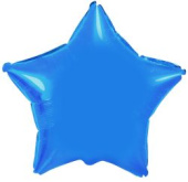 Шар фольга без рисунка 32" звезда Голубая Blue металлик Fm 