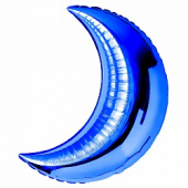 Шар фольга фигура без рисунка Месяц Синий 28'' FL