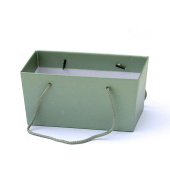 Коробка для цветов Трапеция Премиум Миди перламутр зеленый 25,5х14,7х12,5см